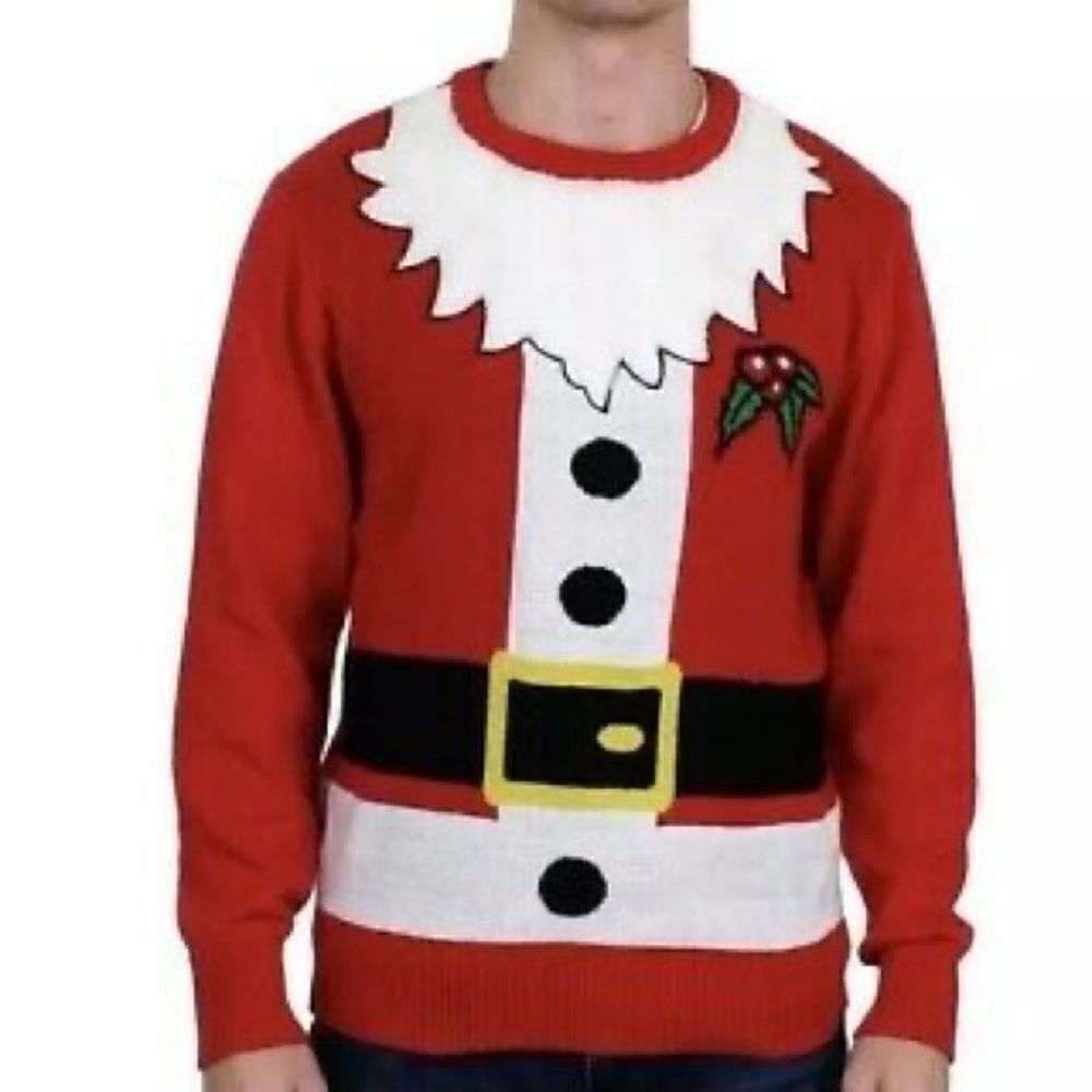 ✨Well Worn Santa with mistletoe ugly sweater